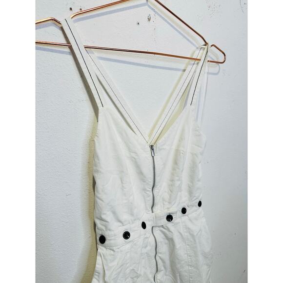 PROENZA SCHOULER White Exposed Zipper Button Detail Sleeveless Sundress Size 2 - Picture 9 of 13